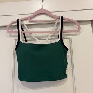 Vuori Daily Layered Crop Tank Top - Size XS - Viridian